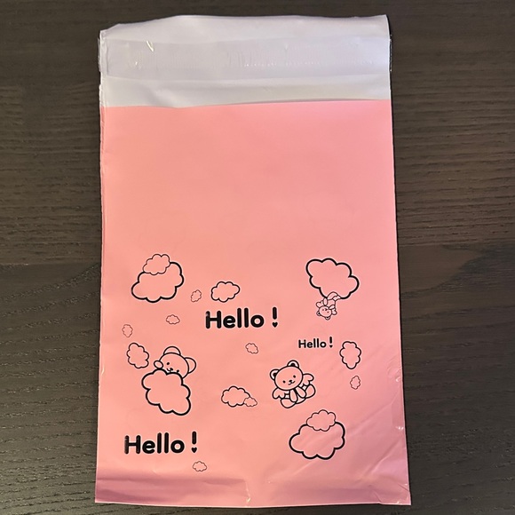 30 Count Pink “Hello” Bear & Cloud Poly Mailers – 6" x 9" - Picture 2 of 6